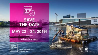 Save the date -kuva Urban Future -konferenssiin 2019