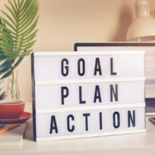 kyltti: goal, plan, action -tekstillä